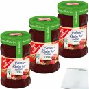 Gut&Günstig Erdbeer-Rhabarbar Konfitüre extra mit 50% Frucht 3er Pack (3x450g Glas) + usy Block