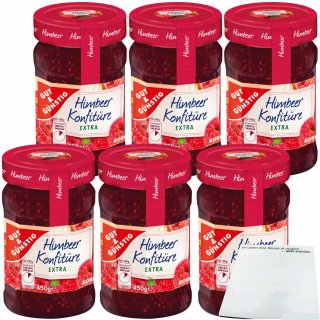 Gut&Günstig Himbeer Konfitüre extra ausgeprägter Himbeergeschmack und 50% Frucht 6er Pack (6x450g Glas) + usy Block