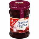Gut&Günstig Sauerkirsch Konfitüre extra mit 50% Frucht und ganzen Kirschen 3er Pack (3x450g Glas) + usy Block