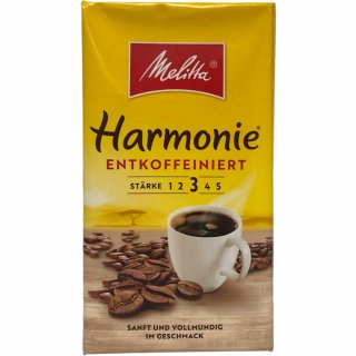 Melitta Kaffee Harmonie entkoffeiniert gemahlen Stärke 3 500g MHD 23.05.2023 Restposten Sonderpreis