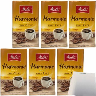 Melitta Harmonie Mild Stärke 2 Gemahlener Röstkaffee 6er Pack (6x500g Packung) + usy Block