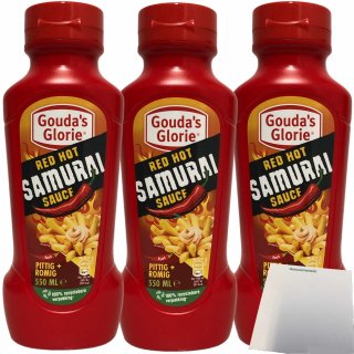 Goudas Glorie Red Hot Samurai Sauce 3er Pack (3x550ml Flasche) + usy Block