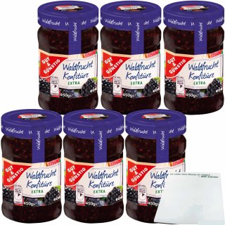 Gut&Günstig Waldfrucht Konfitüre extra mit 50% Frucht 6er Pack (6x450g Glas) + usy Block