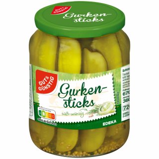 Gut&Günstig Gurken-Sticks süß-würzig (360g Glas)