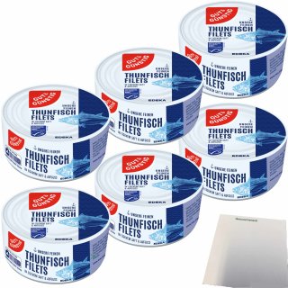 Gut&Günstig Thunfischfilets in eigenem Saft und Aufguss 6er Pack (6x195g Dose) + usy Block