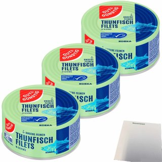 Gut&Günstig Thunfischfilets in Olivenöl 3er Pack (3x185g Dose) + usy Block