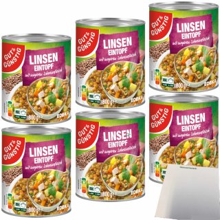 Gut&Günstig Linseneintopf mit magerem Schweinefleisch und feinsäuerlich mit Essig abgeschmeckt 6er Pack (6x800g Dose) + usy Block