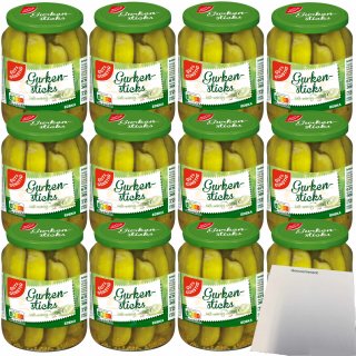 Gut&Günstig Gurken-Sticks süß-würzig 12er Pack (12x360g Glas) + usy Block