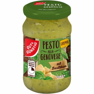 Gut&Günstig Pesto alla Genovese cremig mit italienischem Hartkäse und Basilikum (190g Glas)