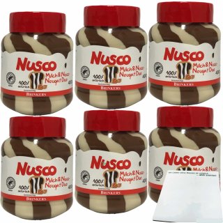 Nusco Milch & Nuss Nougat Duo Creme 6er Pack (6x400g Glas) + usy Block