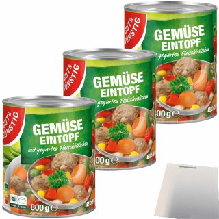 Gut&Günstig Gemüsetopf mit Fleischbällchen 3er Pack (3x800g Dose) + usy Block