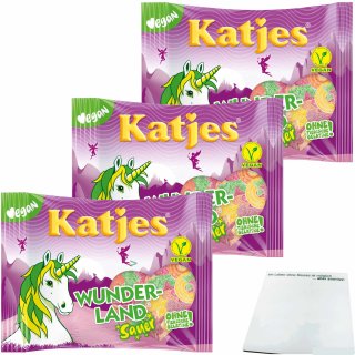 Katjes Wunderland Fruchtgummi Sauer 3er Pack (3x175g Packung) + usy Block