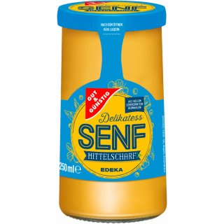 Gut&Günstig Delikatess-Senf mittelscharf (250ml Glas)