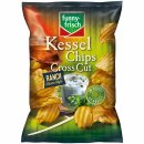 funny-frisch Kesselchips Cross Cut Ranch Sauce Style Kartoffelchips 3er Pack (3x120g Packung) + usy Block