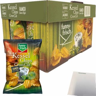 funny-frisch Kesselchips Cross Cut Ranch Sauce Style Kartoffelchips (10x120g Packung) + usy Block