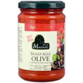 Marabotto Soße mit Taggiasche-Oliven (300g Glas)