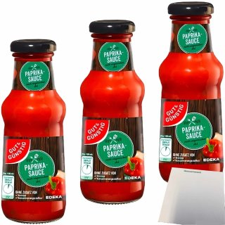 Gut&Günstig Paprika-Sauce ungarischer Art feurig-pikant 3er Pack (3x250ml Glas) + usy Block
