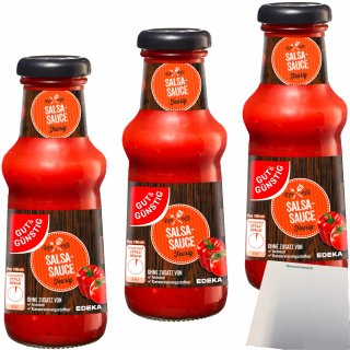 Gut&Günstig Salsa-Sauce feurig 3er Pack (3x250ml Glas) + usy Block