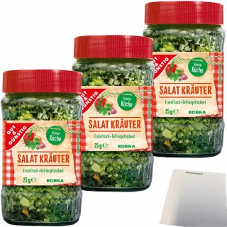 Gut&Günstig Salatkräuter gefriergetrocknet schmeckt wie frische Salatkräuter 3er Pack (3x25g Glas) + usy Block