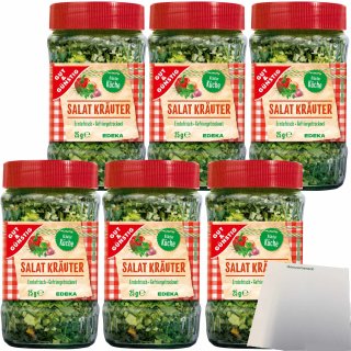 Gut&Günstig Salatkräuter gefriergetrocknet schmeckt wie frische Salatkräuter 6er Pack (6x25g Glas)  + usy Block