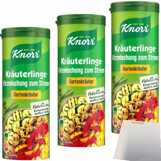Knorr Kräuterlinge Gartenkräuter 3er Pack (3x60g Streuer) + usy Block