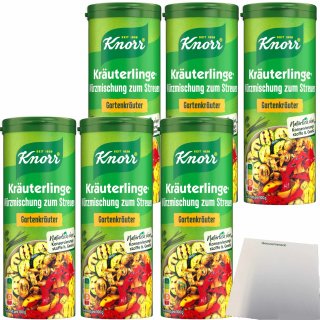Knorr Kräuterlinge Gartenkräuter 6er Pack (6x60g Streuer) + usy Block