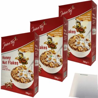 Jeden Tag Honey Nut Flakes 3er Pack (3x750g Packung) + usy Block