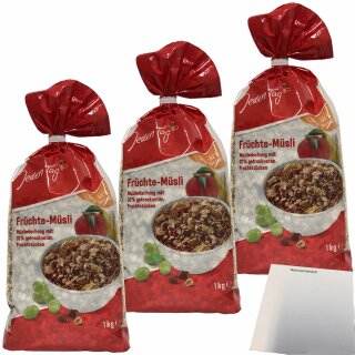 Jeden Tag Früchte-Müsli 3er Pack (3x1000g Packung) + usy Block