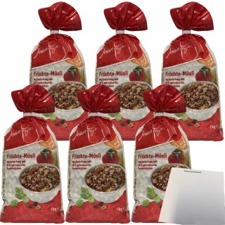 Jeden Tag Früchte-Müsli 6er Pack (6x1000g Packung) + usy Block
