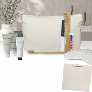 Logo Issimo Übernachtungsset Organic, Stofftasche mit Inhalt 6er Pack (6x250x170x70mm) + usy Block