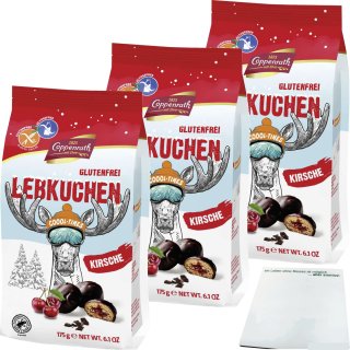 Coppenrath Lebkuchen Kirsche Gluten-/Laktosefrei 3er Pack (3x175g Packung) + usy Block