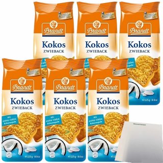 Brandt Genuss Zwieback Kokos 6er Pack (6x225g Packung) + usy Block