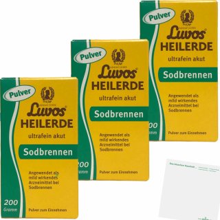 Luvos Heilerde ultrafein aktut Sodbrennen 3er Pack (3x200g Packung) + usy Block
