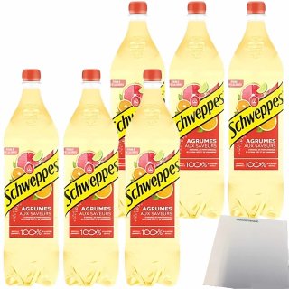 Schweppes Agrum Limonade mit dem Geschmack von Zitrusfrüchten 6er Pack (6x1,5 Liter PET Flasche) + usy Block