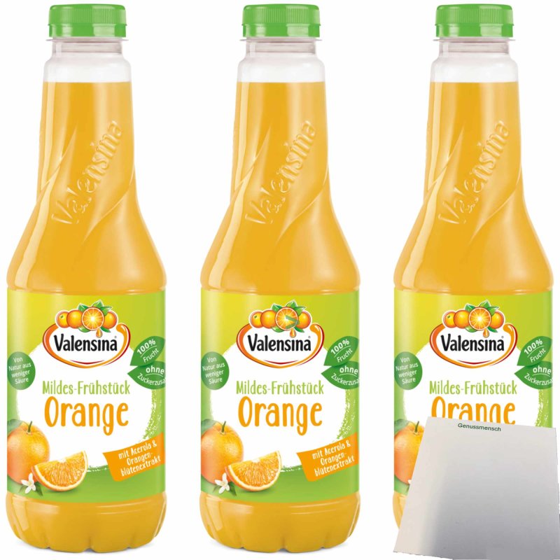 Valensina Milde Orange 100% Frucht ohne Zuckerzusatz Orangensaft 3er