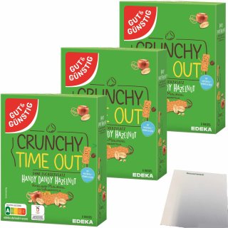 Gut&Günstig Haselnuss Müsliriegel ohne Zucker 3er Pack (24x25g Riegel) + usy Block