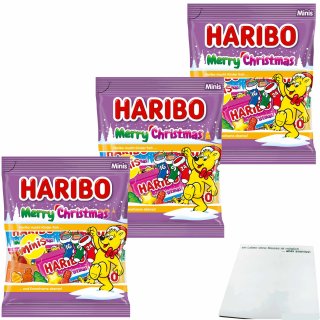 Haribo Christmas Weihnachtsfruchtgummitütchen 3er Pack (3x250g Beutel) + usy Block