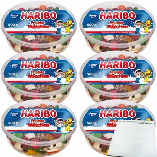 Haribo Frohes Naschen Mischung aus Lakritz Fruchtgummi und Schaumzucker 6er Pack (6x500g Dose) + usy Block