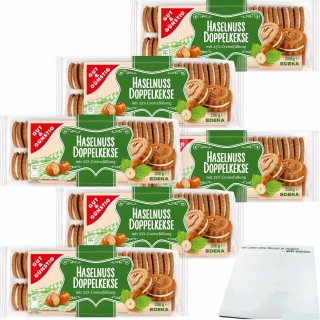 Gut&Günstig Haselnuss Doppelkekse Haselnuss-Gebäck mit Cremefüllung 6er Pack (6x250g Packung) + usy Block