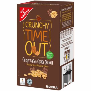Gut&Günstig Knuspermüsli Schoko & Keks mit 56% Hafervollkornflocken und 8% Vollkorn-Butterkeksen (600g Packung)