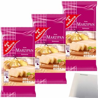 Gut&Günstig Marzipanrohmasse zum Backen und Naschen 3er Pack (3x200g Packung) + usy Block