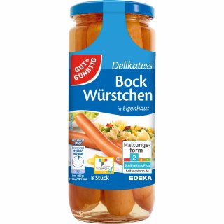 Gut&Günstig Bockwürstchen in Eigenhaut Spitzenqualität (8 Stück 360g ATG)