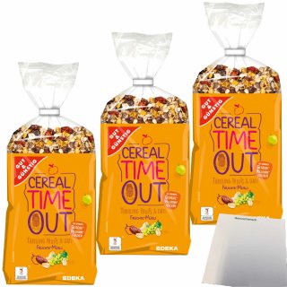 Gut&Günstig Früchte-Müsli mit 32% Fruchtgehalt und Vollkornflocken 3er Pack (3x1000g Packung) + usy Block