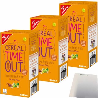 Gut&Günstig Früchte-Müsli mit 40% Früchten und Vollkorn- Weizen- Hafer- und Roggenflocken 3er Pack (3x750g Packung) + usy Block