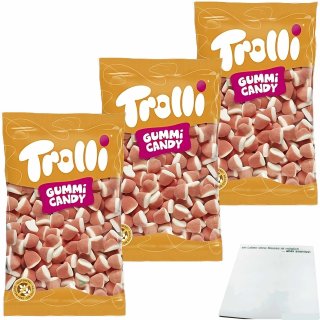 Trolli Schaumzucker Erdbeeren 3er Pack (3x1kg XL Packung) + usy Block