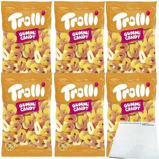 Trolli Pfirsichringe Fruchtgummi & Schaumzucker 6er Pack (6x1kg XL Packung) + usy Block