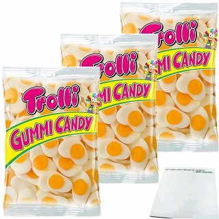Trolli Spiegeleier Fruchtgummi 3er Pack (3x1kg XL Packung) + usy Block