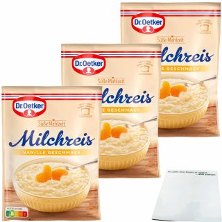 Dr. Oetker Süße Mahlzeit Milchreis Vanille 3er Pack (3x125g Packung) + usy Block