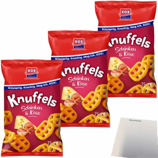 XOX Knuffels Schinken&Käse Snack 3er Pack (3x75g Packung) + usy Block