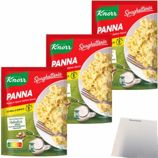 Knorr Spaghetteria Panna Pasta in Speck-Sahne-Soße Fertiggericht 3er Pack (3x163g Packung) + usy Block